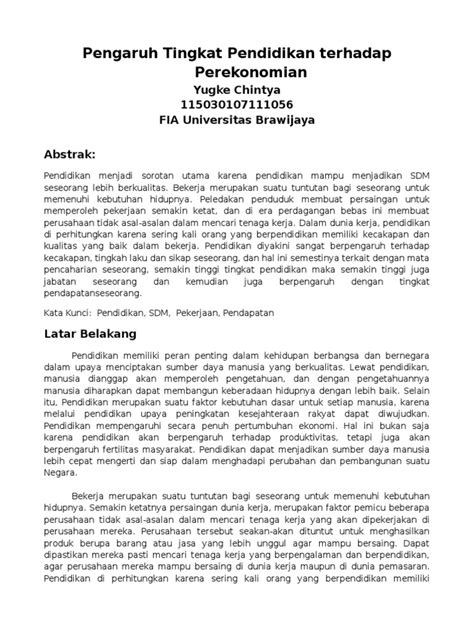 Jelaskan Pengaruh Tingkat Pendidikan Terhadap Tingkat Perekonomian Suatu Wilayah