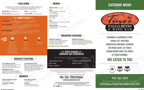 tino's italian bistro menu