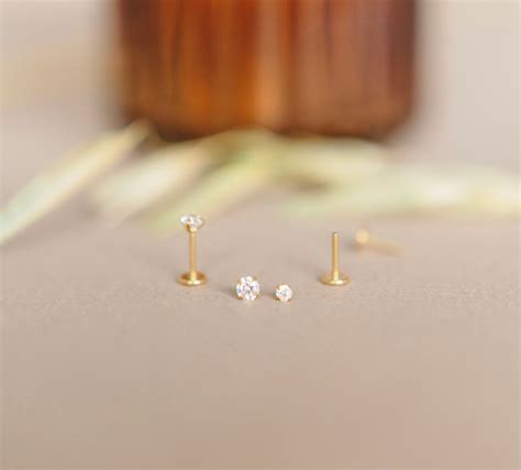 tiny diamond flat back earrings