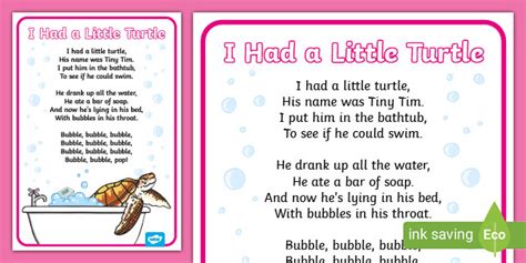 Tiny Tim Turtle Song Printable