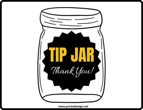 Tip Jar Printable Template