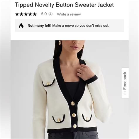 Tipped Novelty Button Sweater Jacket Express
