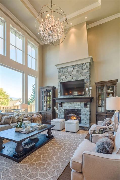 20 Beautiful Living Room Designs with High Ceilings