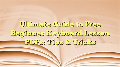 tips for keyboard beginners