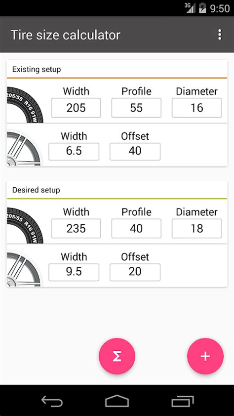 Tire Calculator App