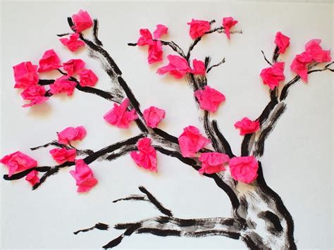 Tissue Paper Cherry Blossom Craft