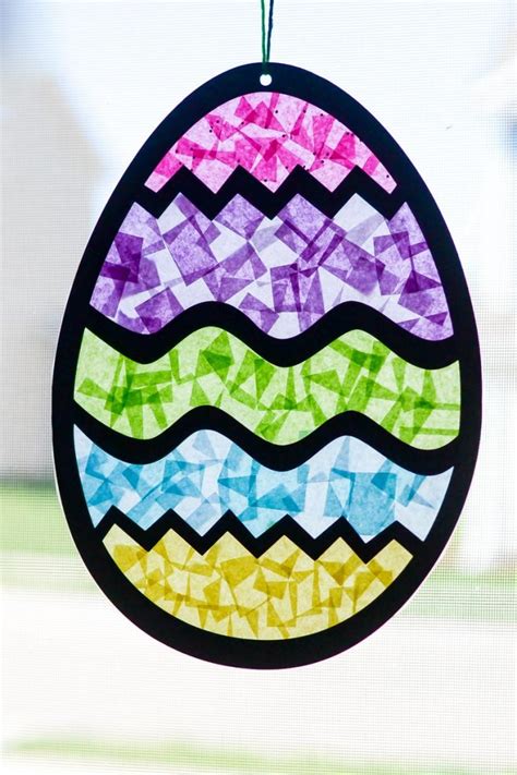 Tissue Paper Stained Glass Easter Egg