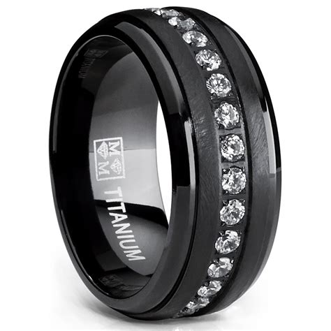 Men's Titanium Wedding Ring With Double Wood & Pearl Shell Inlay