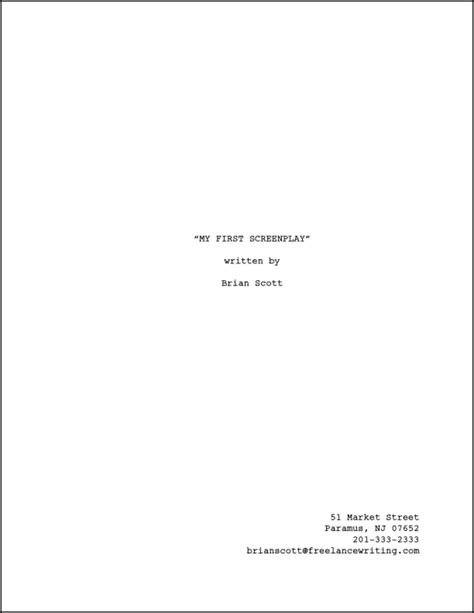 title page of screenplay