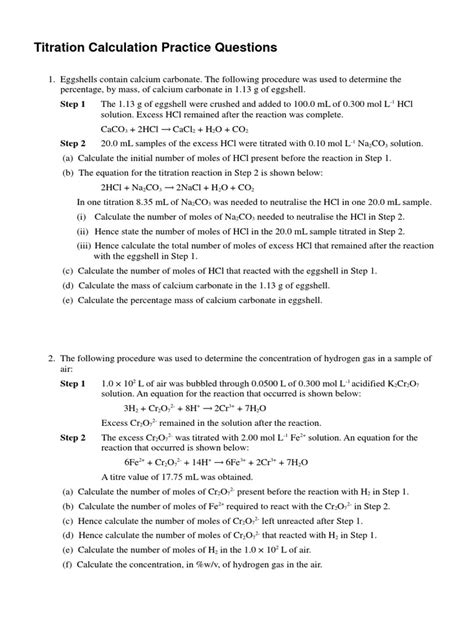 Titration Discussion Questions