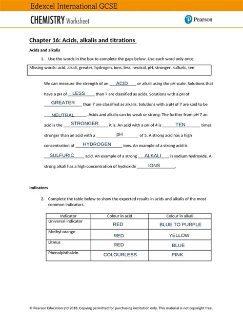 Titration Igcse Worksheet