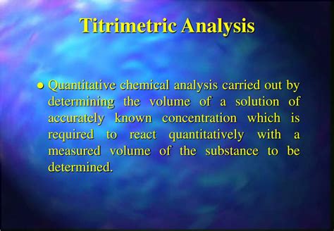 Titrimetric Analysis The