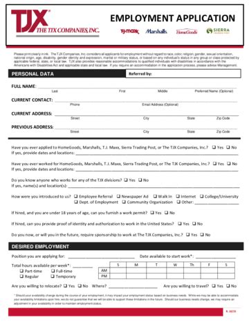 Tj Max Printable Application