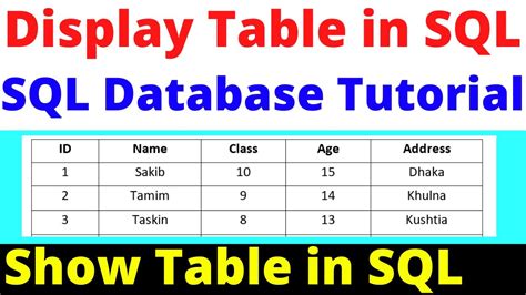 To Display Table In Sql