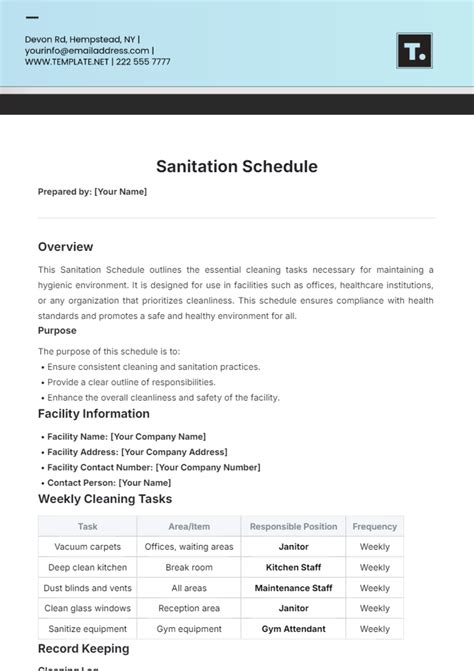 tob sanitation schedule