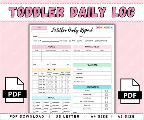 Toddler Log Sheet
