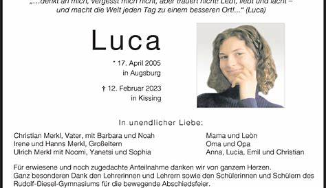 Traueranzeigen von Luca | Augsburger Allgemeine Zeitung