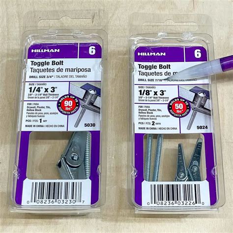 Toggle Bolt Drill Bit Size
