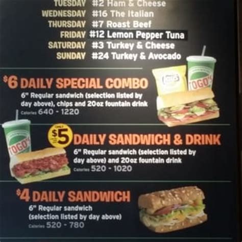 togo's specials of the day
