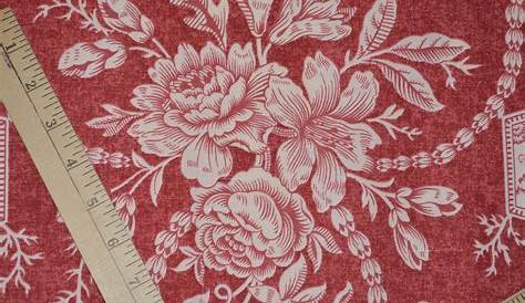 Vintage Laura Ashley upholstery fabric red toile English