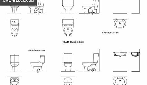 Toilet Plan AutoCAD blocks, 2D DWG drawings