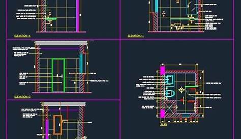 Simple house toilet layout plan and installation cad drawing details