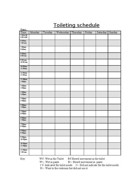 Toileting Schedule Template: A Helpful Tool For Better Bathroom Habits