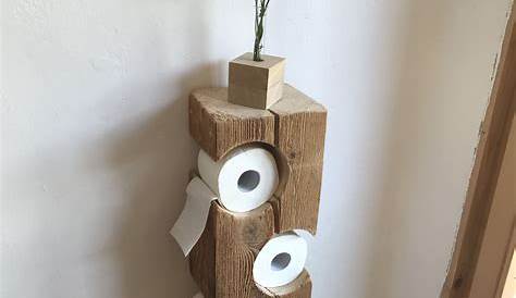 Toilettenpapierhalter Holzbalken Altholz Bad WC