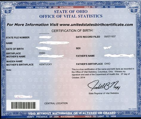 toledo ohio birth certificate