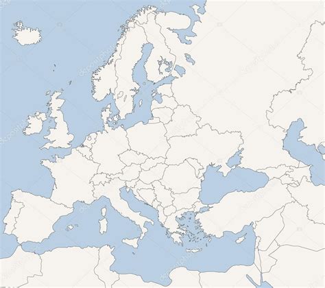 Europa fysisk karta (tom) Geografispel