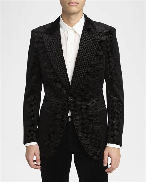 A man in a luxurious Tom Ford dinner jacket, symbolizing automotive elegance and sophistication