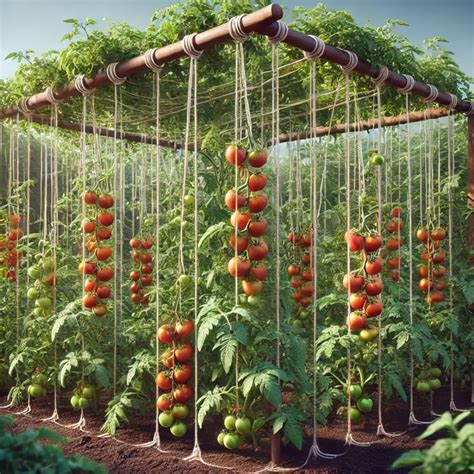 Tomatoes Growing Up String