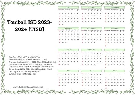 Tomball.isd Calendar