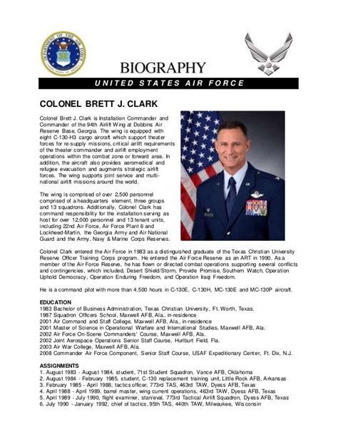 tongue and quill air force biography template