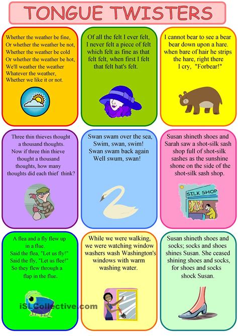 tongue twisters for elementary students