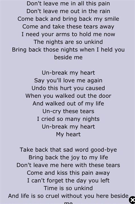 toni braxton unbreak my heart with lyrics
