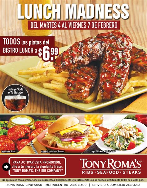 tony roma's menu el salvador