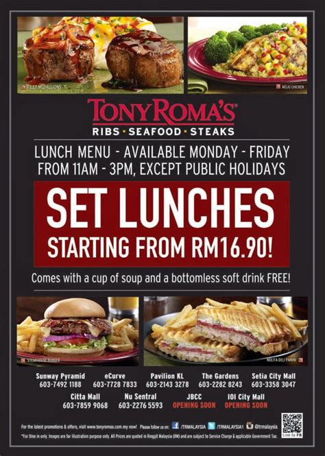 tony roma's menu with prices malaysia