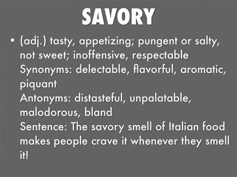 Too Savory Definition