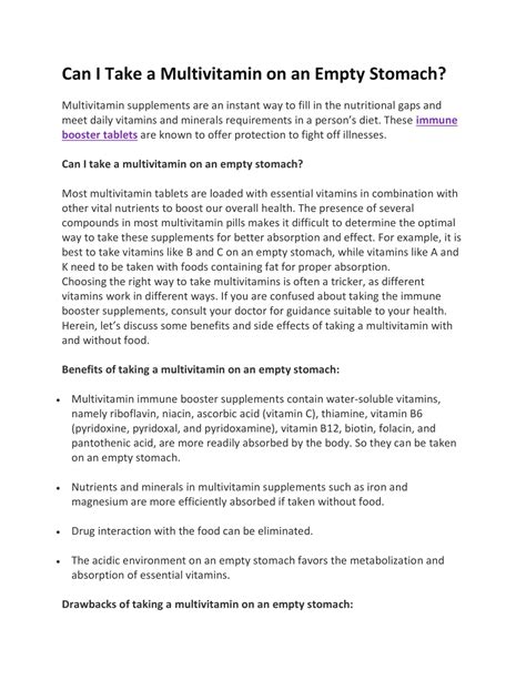 Took Multivitamin Empty Stomach