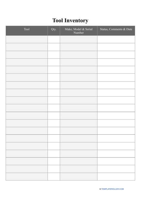 Tool Box List Template