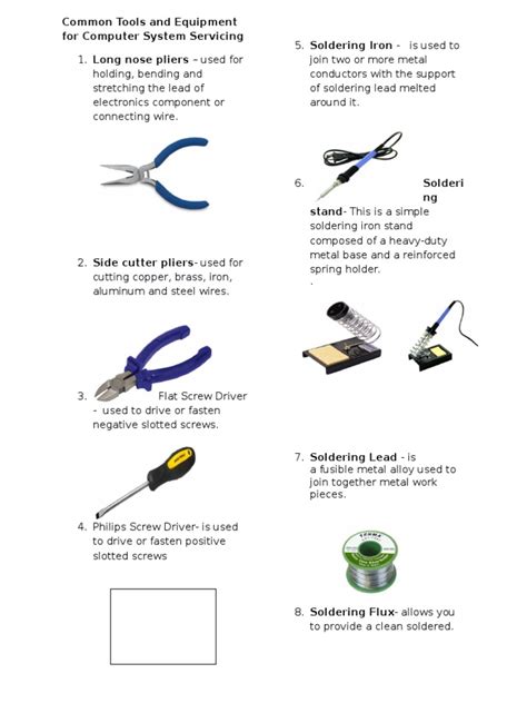 Tools And Equipment In Computer System Servicing