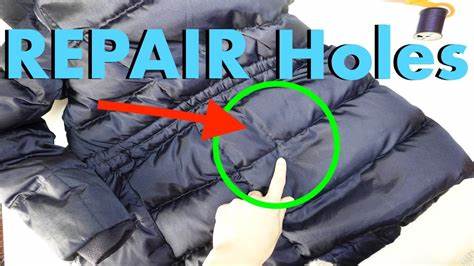 Tools for fixing a rip in a puffer jacket