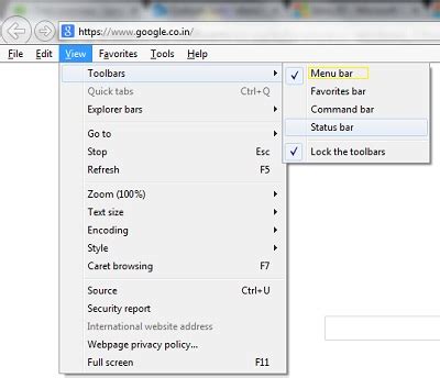 tools menu bar windows 10 internet explorer