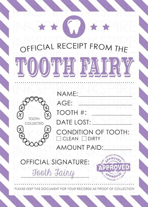 Rare Printable Tooth Fairy Receipt Tristan Website
