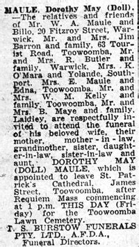 toowoomba chronicle deaths and funerals
