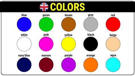 50 Popular Color Names in English with ESL Infographic English Study
