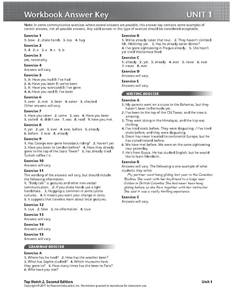 Top Notch 2 Workbook Answer Key Pdf