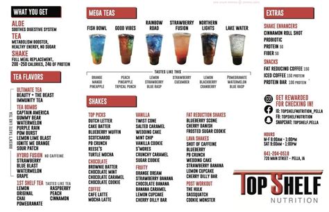 Top Shelf Pella Menu