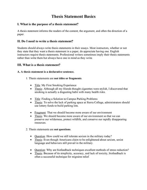 topic and thesis statement examples